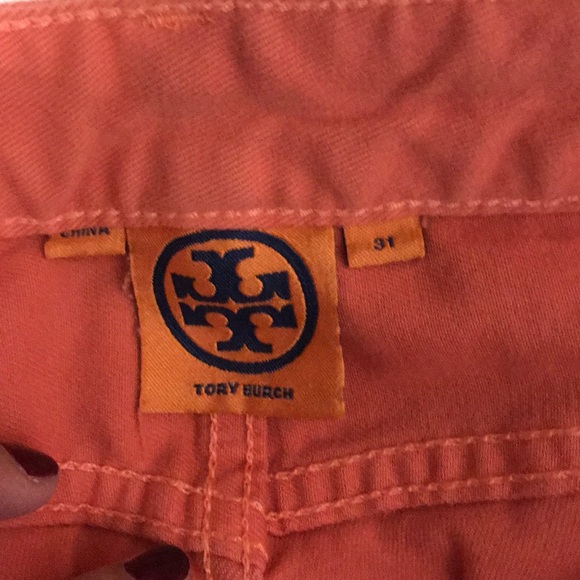 Tory Burch Orange Salmon High Rise Jeans - Picture 7 of 8